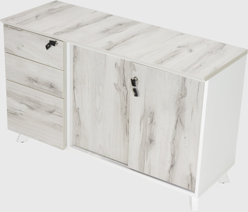 Modern executive l-shaped desk - solid wood frame