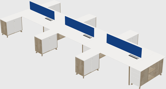 L-shaped shared desk