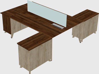 L-shaped shared desk