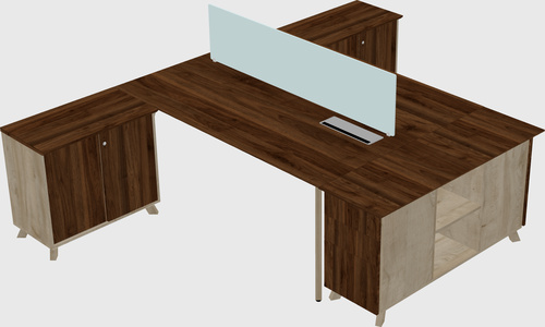 L-shaped shared desk