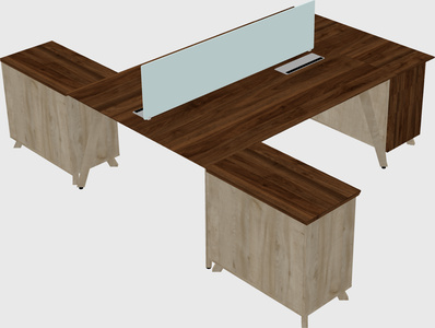 L-shaped shared desk