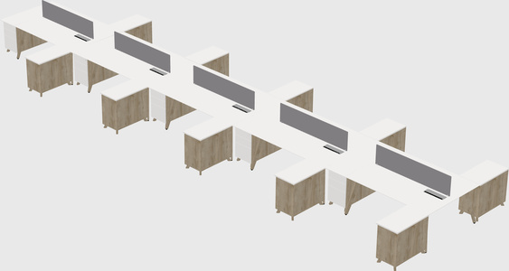 L-shaped shared desk