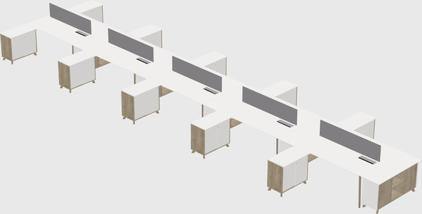 L-shaped shared desk