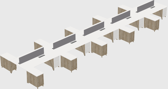 L-shaped shared desk
