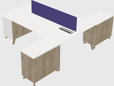 L-shaped shared desk