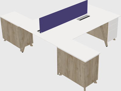 L-shaped shared desk
