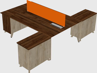 L-shaped shared desk