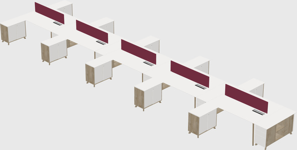L-shaped shared desk