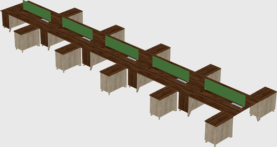 L-shaped shared desk