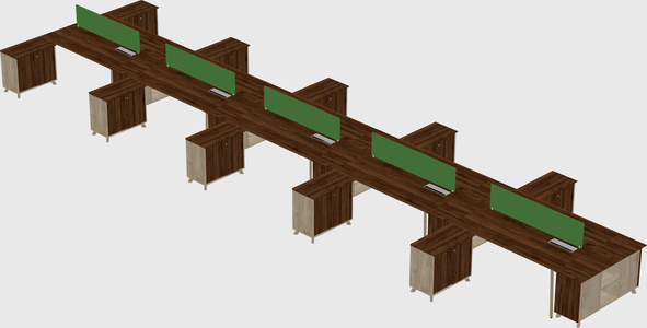 L-shaped shared desk
