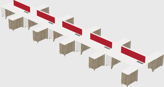 L-shaped shared desk