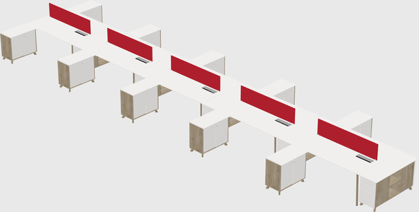 L-shaped shared desk