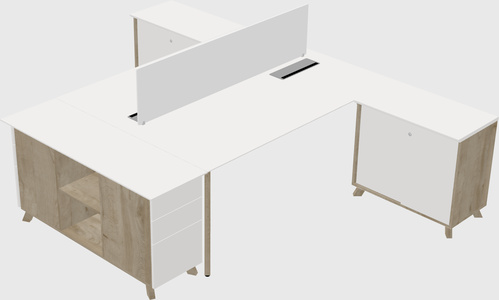 L-shaped shared desk
