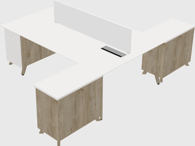 L-shaped shared desk