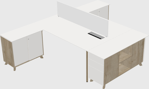 L-shaped shared desk