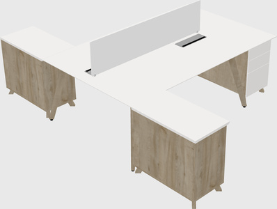 L-shaped shared desk