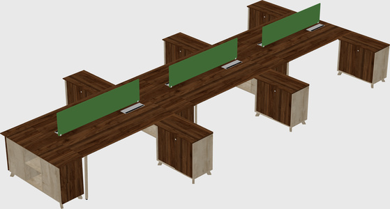 L-shaped shared desk