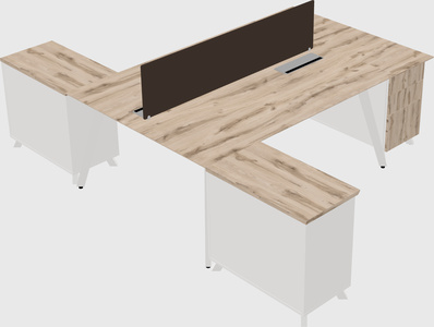 L-shaped shared desk