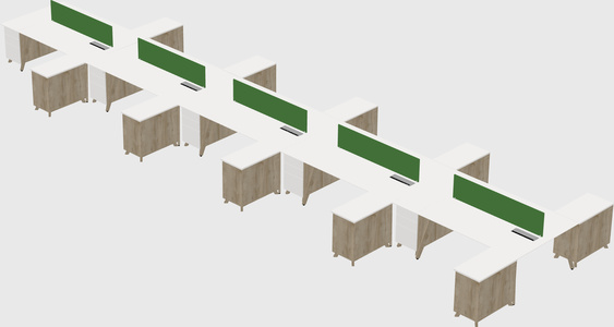 L-shaped shared desk