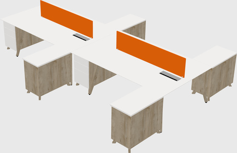 L-shaped shared desk