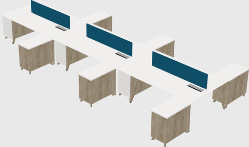 L-shaped shared desk