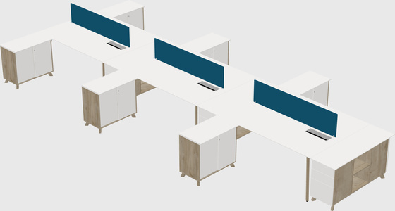 L-shaped shared desk