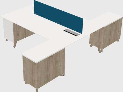 L-shaped shared desk
