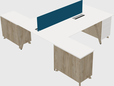 L-shaped shared desk