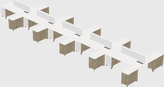 L-shaped shared desk