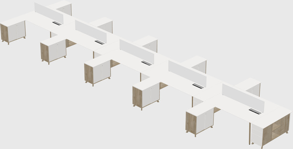 L-shaped shared desk