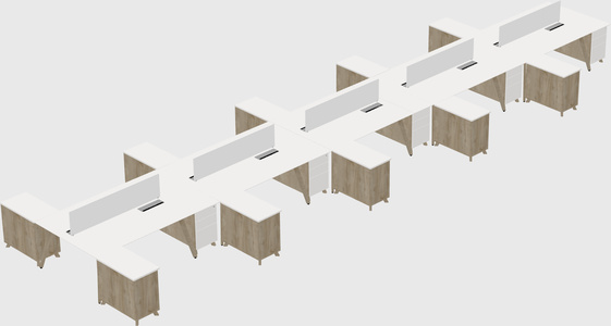 L-shaped shared desk