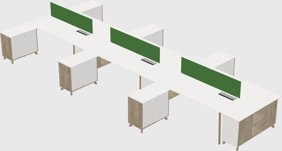 L-shaped shared desk