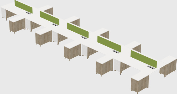 L-shaped shared desk