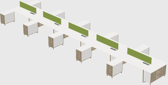 L-shaped shared desk