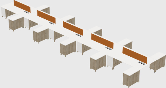 L-shaped shared desk