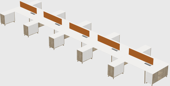 L-shaped shared desk