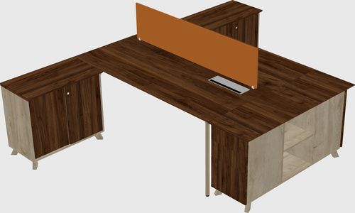 L-shaped shared desk