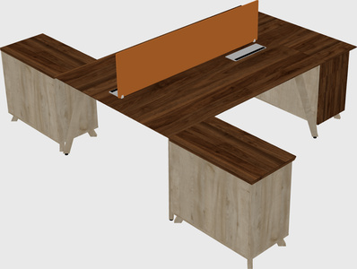 L-shaped shared desk