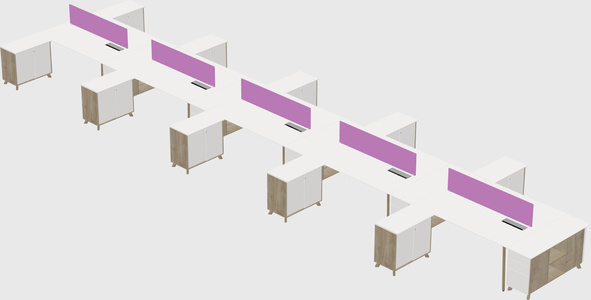 L-shaped shared desk