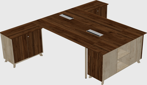 L-shaped shared desk