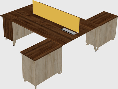 L-shaped shared desk