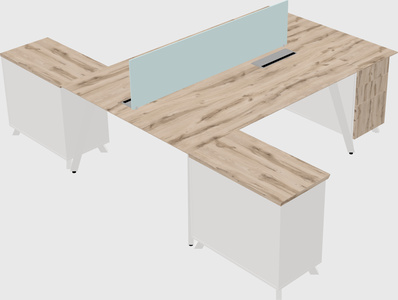 L-shaped shared desk