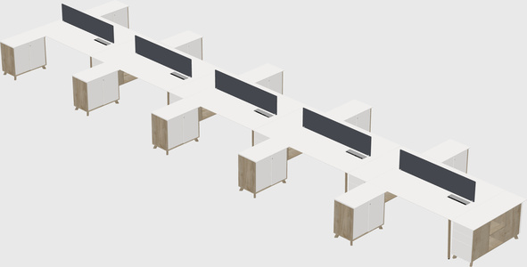 L-shaped shared desk