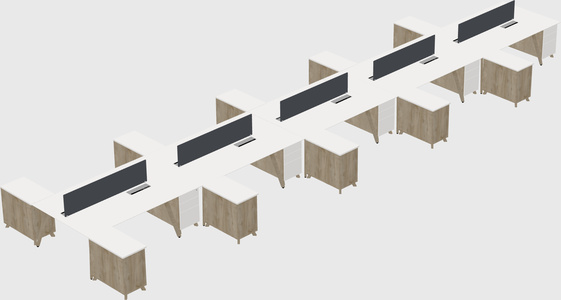 L-shaped shared desk