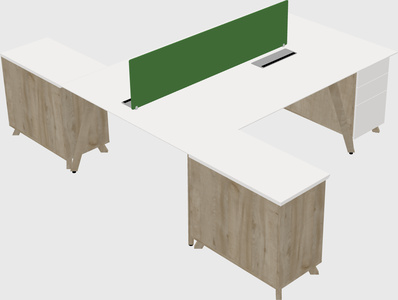 L-shaped shared desk