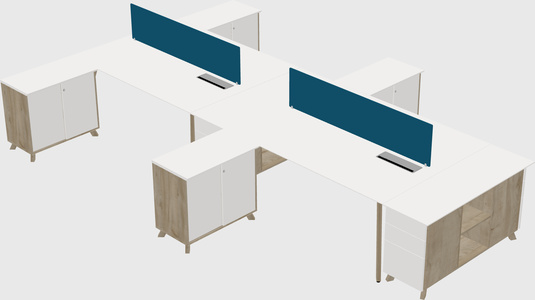 L-shaped shared desk