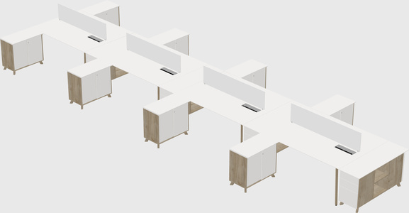 L-shaped shared desk