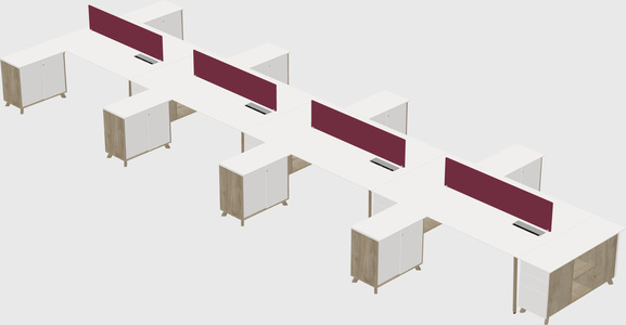 L-shaped shared desk