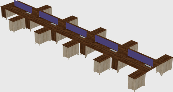 L-shaped shared desk