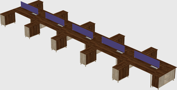 L-shaped shared desk